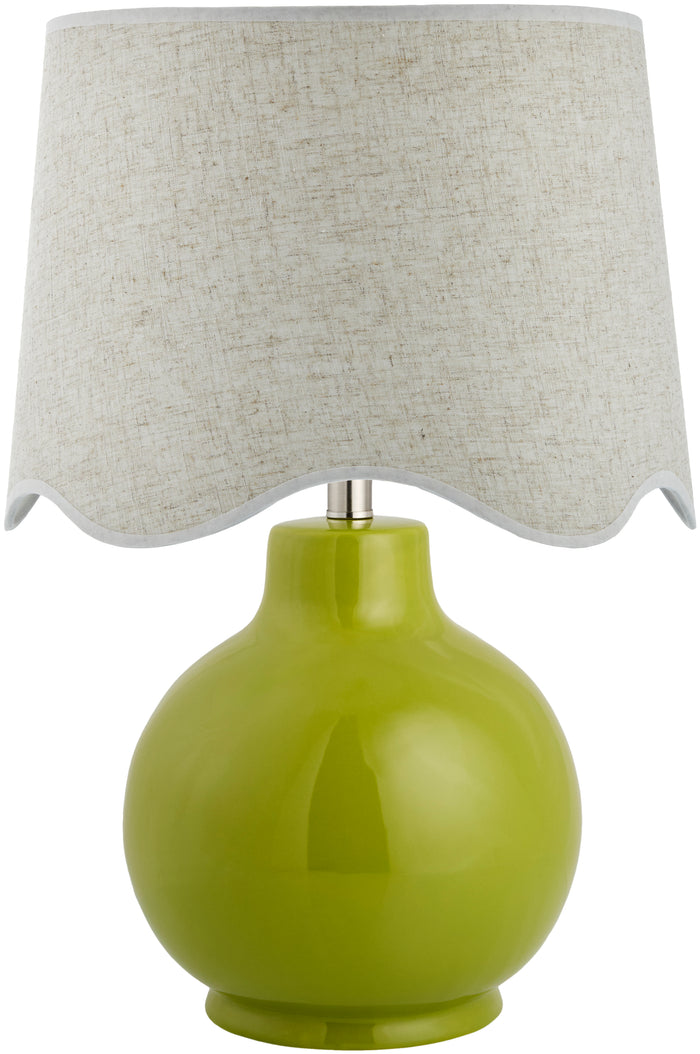 Maine Cottage Droplet Round Green Ceramic Table Lamp with Scallop Shade | Maine Cottage®