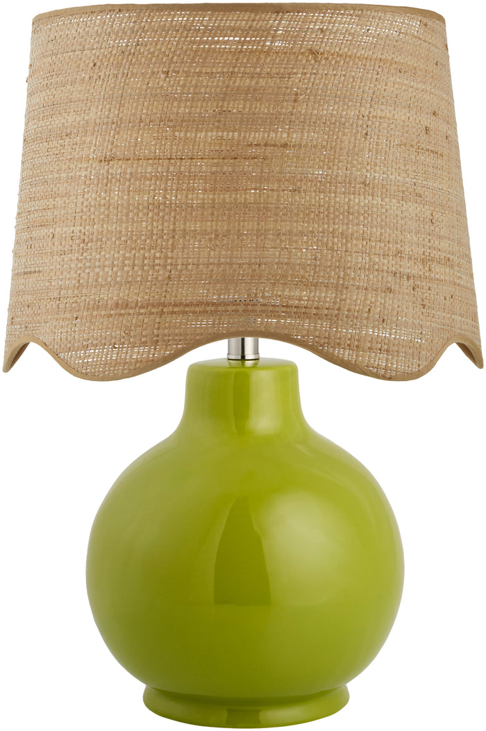 Maine Cottage Droplet Round Green Ceramic Table Lamp with Scallop Shade | Maine Cottage®