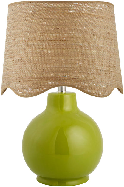 Maine Cottage Droplet Round Green Ceramic Table Lamp with Scallop Shade | Maine Cottage®