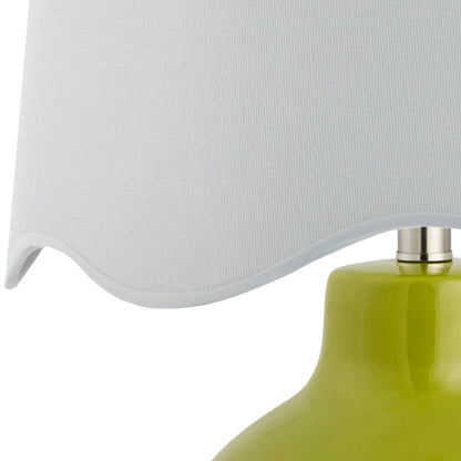 Maine Cottage Droplet Round Green Ceramic Table Lamp with Scallop Shade | Maine Cottage®