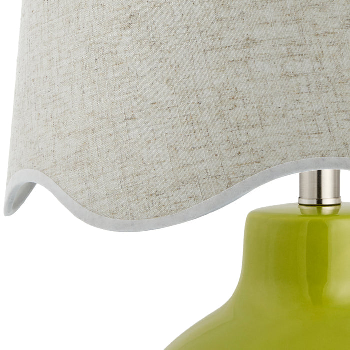 Maine Cottage Droplet Round Green Ceramic Table Lamp with Scallop Shade | Maine Cottage®