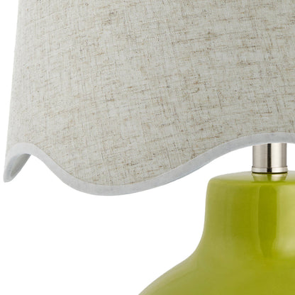 Maine Cottage Droplet Round Green Ceramic Table Lamp with Scallop Shade | Maine Cottage®