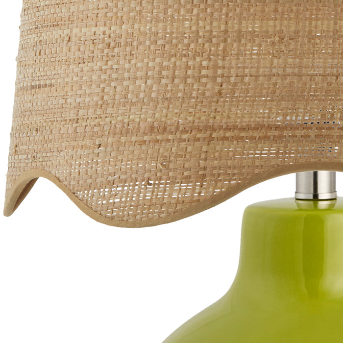 Maine Cottage Droplet Round Green Ceramic Table Lamp with Scallop Shade | Maine Cottage®