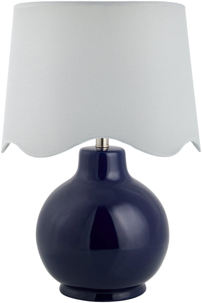 Maine Cottage Droplet Round Navy Ceramic Table Lamp with Scallop Shade | Maine Cottage®