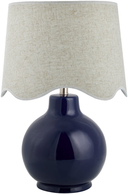 Maine Cottage Droplet Round Navy Ceramic Table Lamp with Scallop Shade | Maine Cottage®