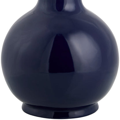 Maine Cottage Droplet Round Navy Ceramic Table Lamp with Scallop Shade | Maine Cottage®
