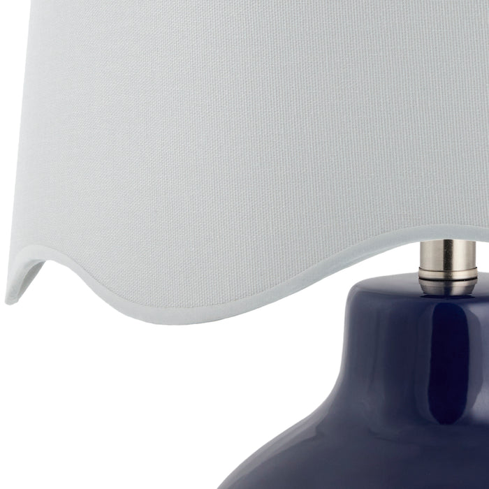 Maine Cottage Droplet Round Navy Ceramic Table Lamp with Scallop Shade | Maine Cottage®