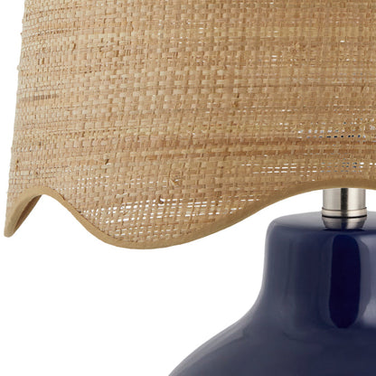 Maine Cottage Droplet Round Navy Ceramic Table Lamp with Scallop Shade | Maine Cottage®