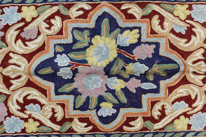 Floral 2ftx3ft Decorative Blue Red Handmade Wall Hanging Tapestry Rug Art Silk - KashmirDesigns