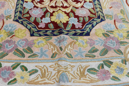 Floral 2ftx3ft Decorative Blue Red Handmade Wall Hanging Tapestry Rug Art Silk - KashmirDesigns