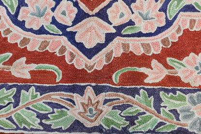 Floral 2ftx3ft Decorative Red Blue Handmade Wall Hanging Tapestry Rug Art Silk - KashmirDesigns