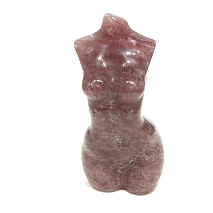 One strawberry Quartz gemstone female figure carving