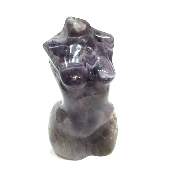One Amegreen (Amethyst & Prasiolite) Gemstone female figure carving