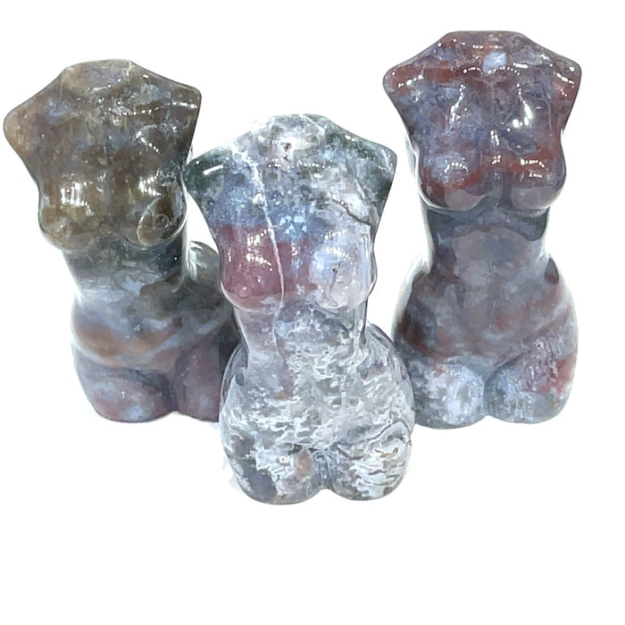 One Purple Moss Agate Gemstone Female Figure Carving