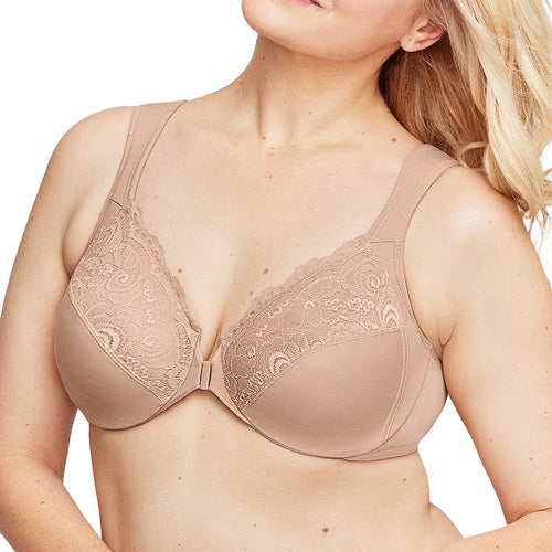 Glamorise WonderWire Front-Closure Bra 1245 Cafe Front