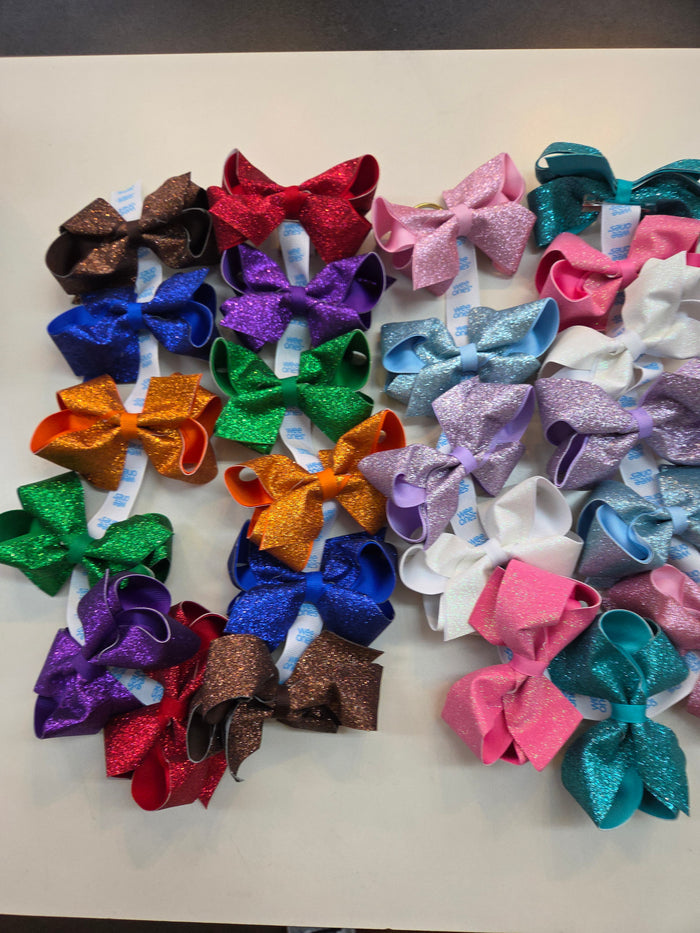 Glitter Overlay Medium Bows-Assorted