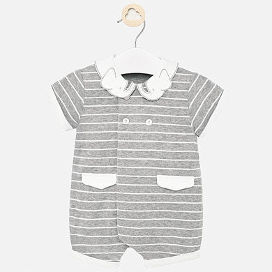Grey Stripe Elephant Collar Romper