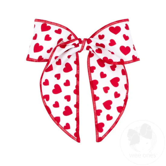 Heart Print Bow with Tails