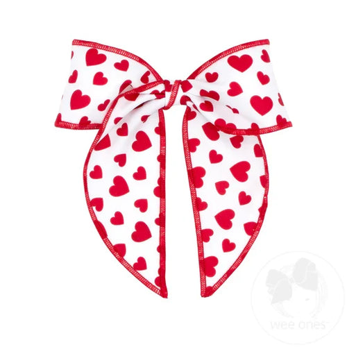 Heart Print Bow with Tails