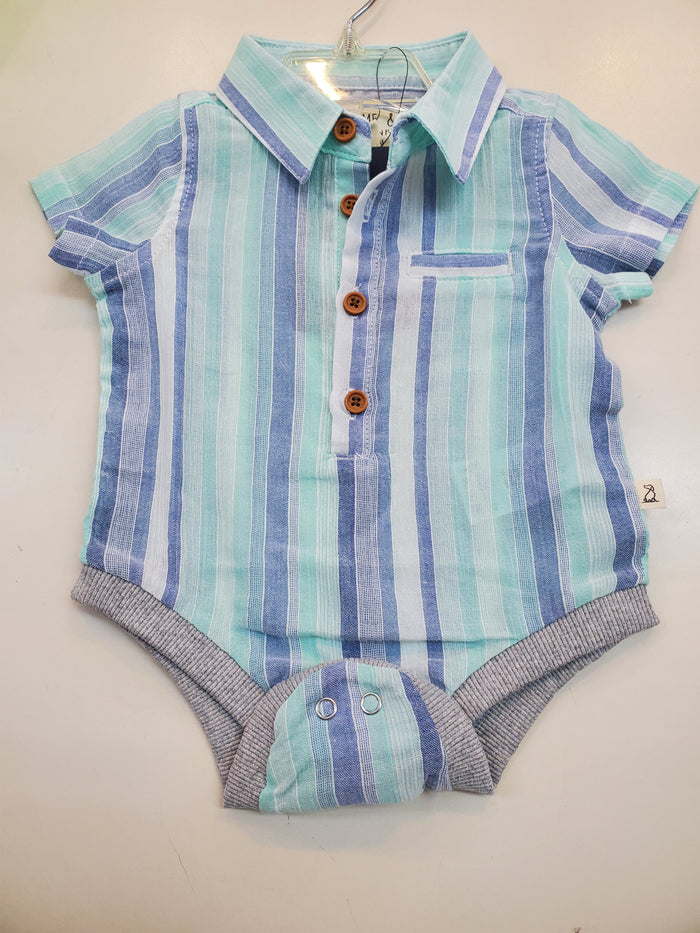 Helford-Blue/Seafoam Stripe Woven Onesie