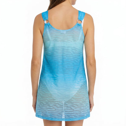 J. Valdi Maldives Ring Tank Dress Cover Up J21385 Aqua White Back