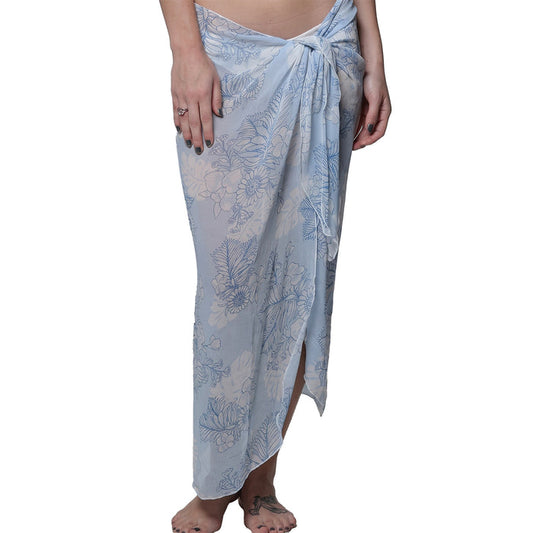 J. Valdi Waikiki Long Sarong Cover Up J28016 Light Blue White Front