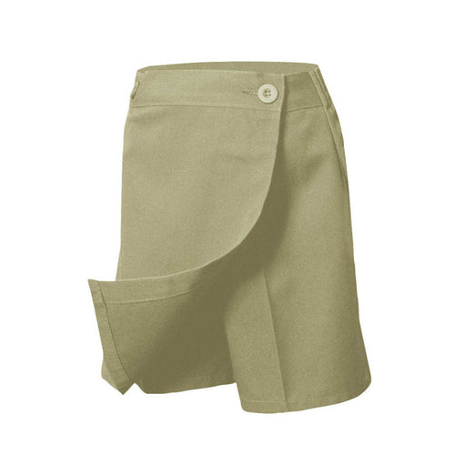 Khaki Button Front Skort w/elastic back