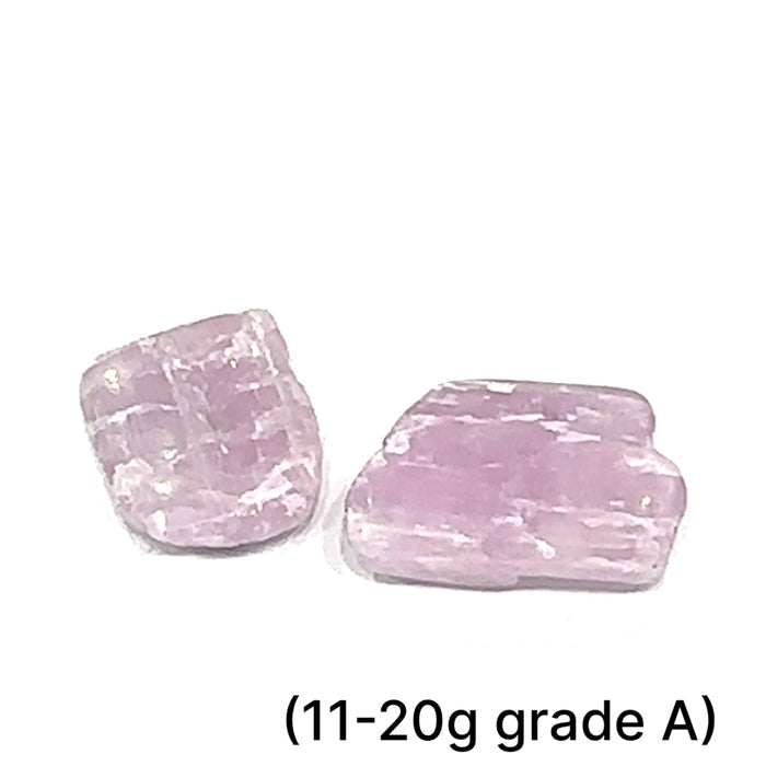 Kunzite Semi-Tumbled Gemstone grouping of (11-20g) grade A on white overview