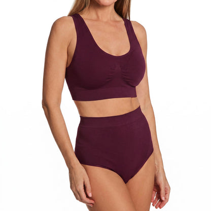 Le Mystere Seamless Comfort Wireless Back Smoother Bra 5317 Currant Set