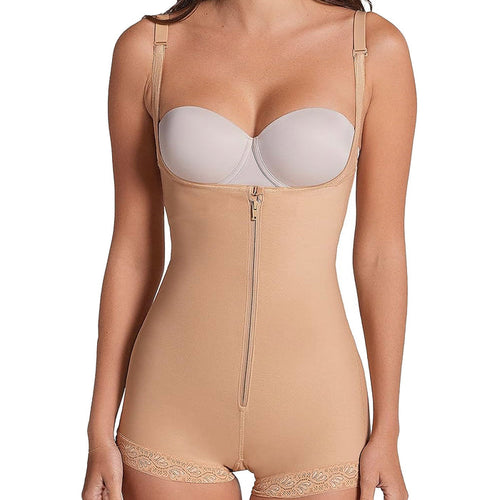 Leonisa Firm Compression BoyShort Body Shaper with Butt Lifter 018529 Beige Front