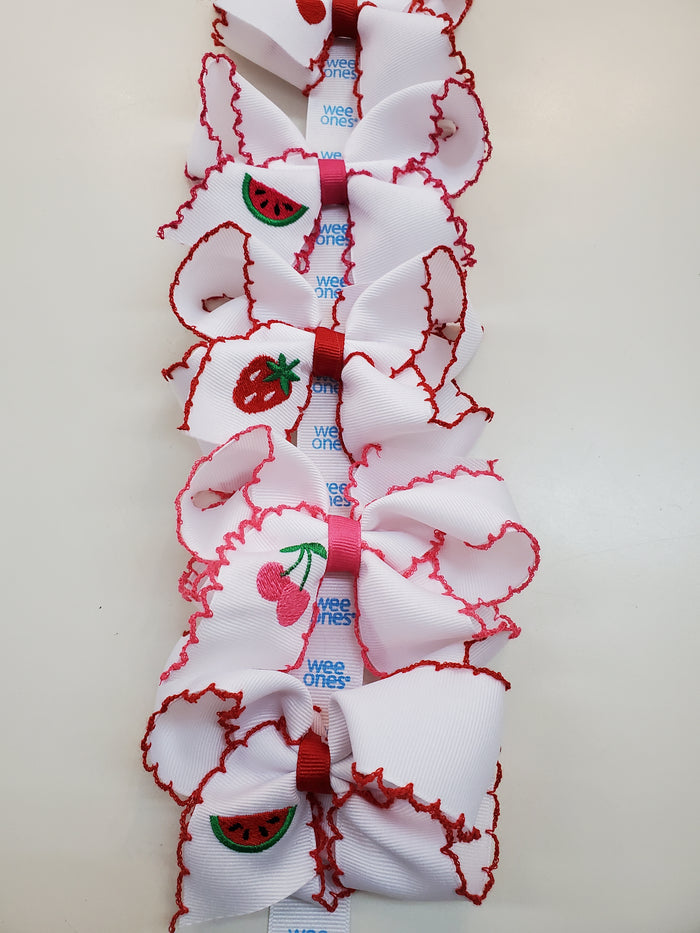 Medium Embroidered Scallop Bow