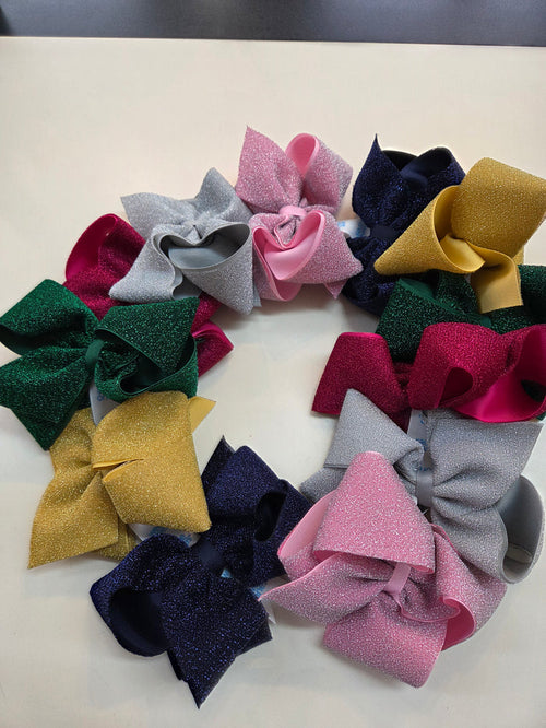 Medium Sparkle/Grosgrain Overlay Bow