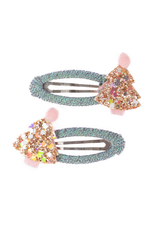 Minty Christmas Holiday Hair Clips-2pc.