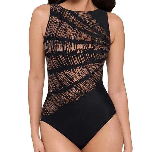 Miraclesuit Regatta One-Piece Swimsuit in Costa D'Oro 6566006 Black Front