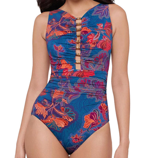 Miraclesuit Swizzle One-Piece Swimsuit in Decoupage 6566397 Multi Front