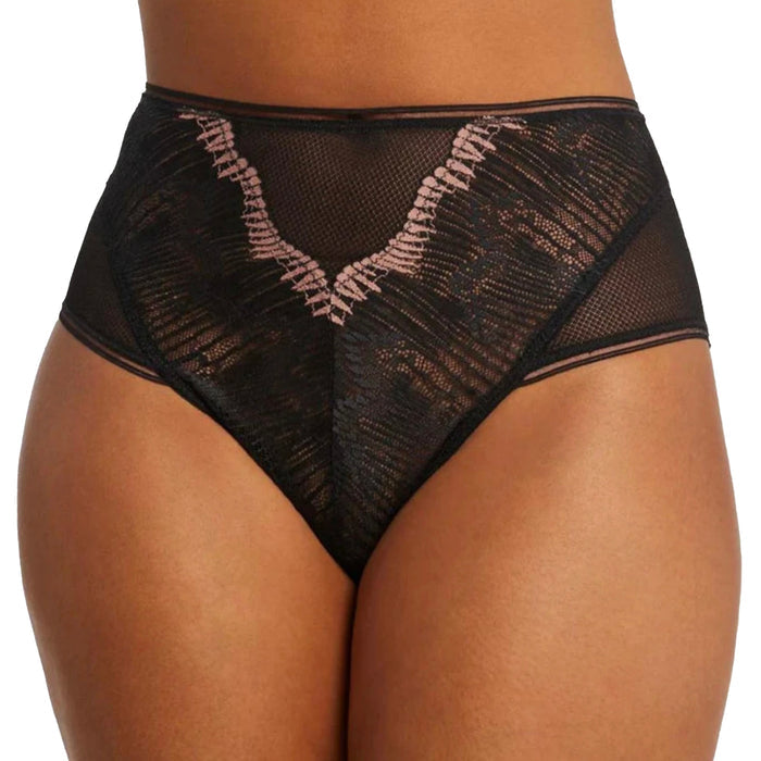 Montelle Dolce Vita High Waist Brief 9561 Black Bloom Front