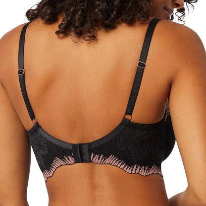 Montelle Dolce Vita Keyhole Balconette Bra 9558 Black Bloom Back
