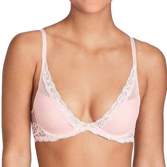 Natori Feathers Contour Plunge Bra 730023 Pink Icing Front