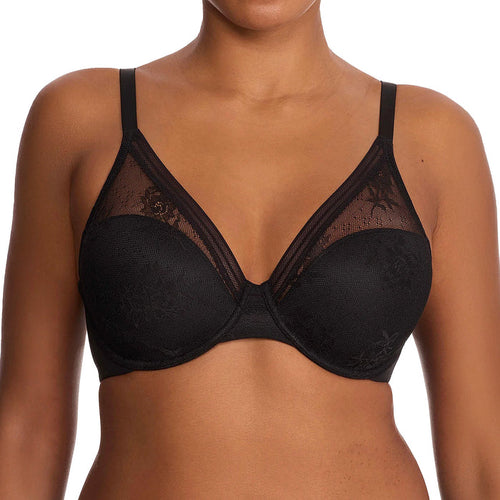 Natori Love Lace Full Coverage Plunge T-Shirt Bra 731351 Black Front