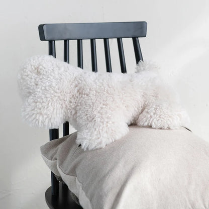 New Zealand Lamb Fur Dog-Shaped Pillow