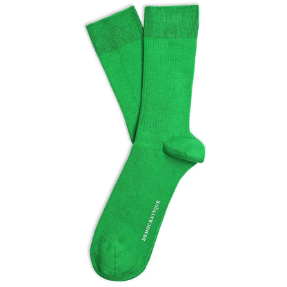 Democratique Socks Originals Fine Rib Organic Cotton Grass Green - Democratique Socks