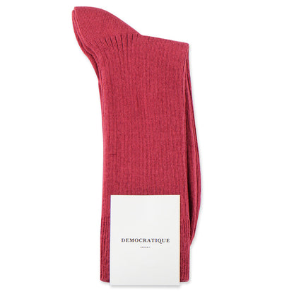 Democratique Socks Originals Fine Rib Organic Cotton Light Rosso - Democratique Socks