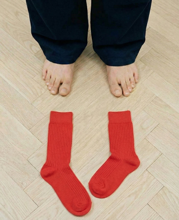 Originals Fine Rib Socks Red Moon