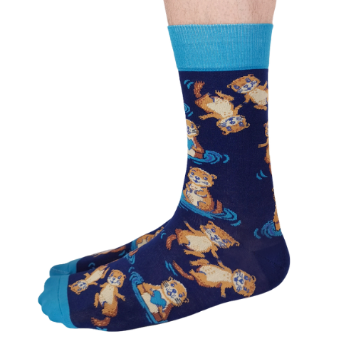 Otterly Adorable men’s socks featuring a fun otter design, perfect for adding a quirky touch to your sock collection.