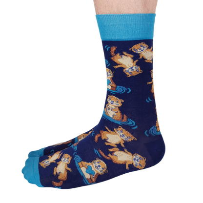 Otterly Adorable men’s socks featuring a fun otter design, perfect for adding a quirky touch to your sock collection.