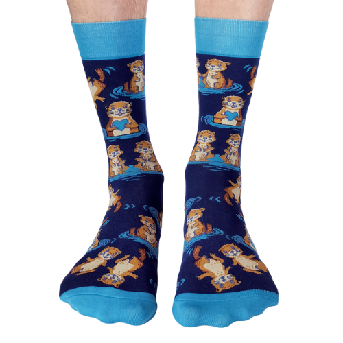 Otterly Adorable men’s socks featuring a fun otter design, perfect for adding a quirky touch to your sock collection.