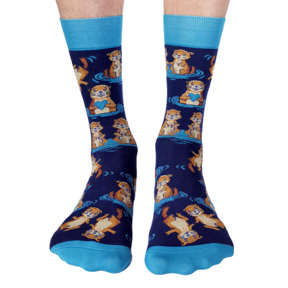 Otterly Adorable men’s socks featuring a fun otter design, perfect for adding a quirky touch to your sock collection.