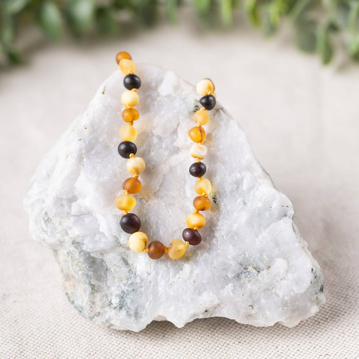 R.B. Amber Jewelry - Raw Multi Baltic Amber Necklace: Standard Hang Tag / 12-13 inches