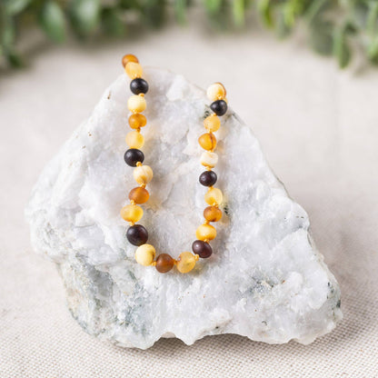 R.B. Amber Jewelry - Raw Multi Baltic Amber Necklace: Standard Hang Tag / 12-13 inches