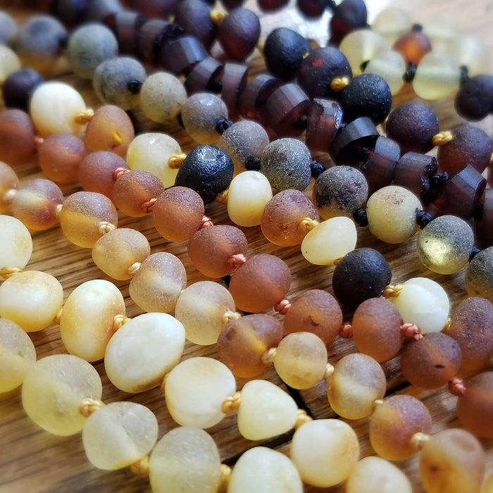R.B. Amber Jewelry - Raw Multi Baltic Amber Necklace: Standard Hang Tag / 12-13 inches